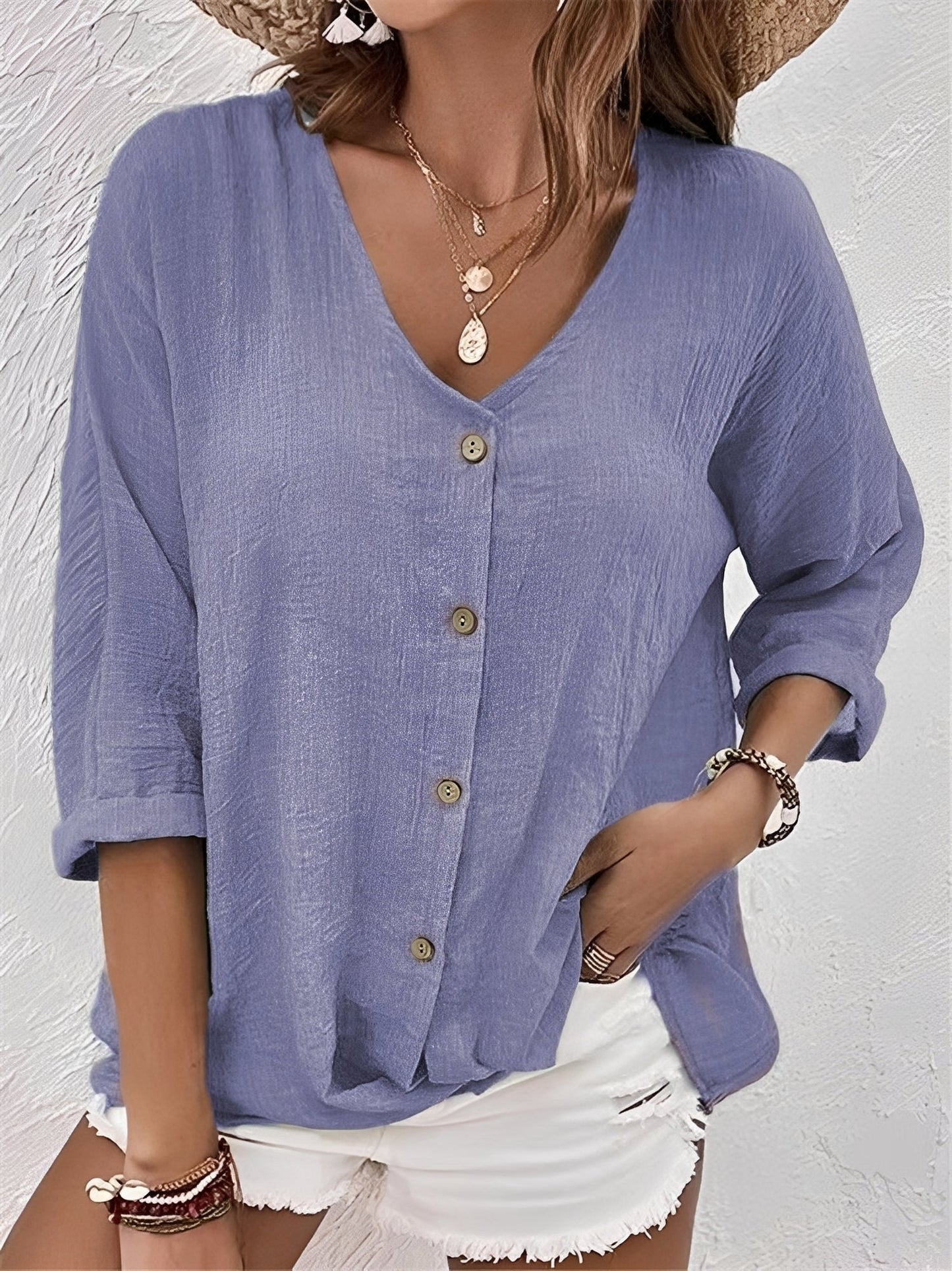 Damen Shirt mit V-Ausschnitt – Komfortables Freizeitoberteil für Alltag, Büro und vielseitige Outfits