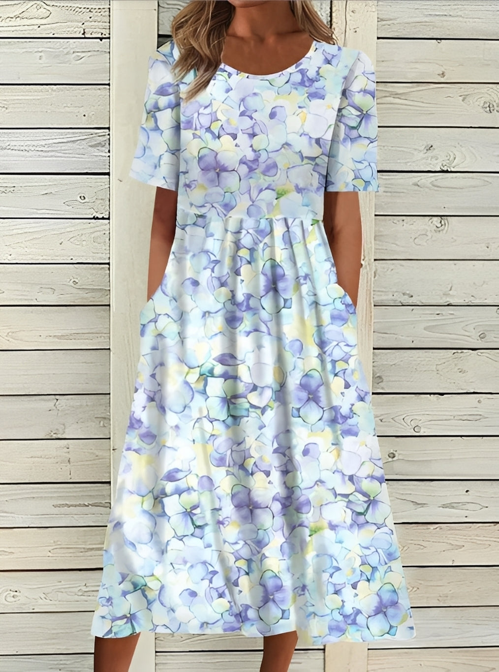 Damen Midikleid – Elegantes Kleid mit floralem Design und fließender Passform