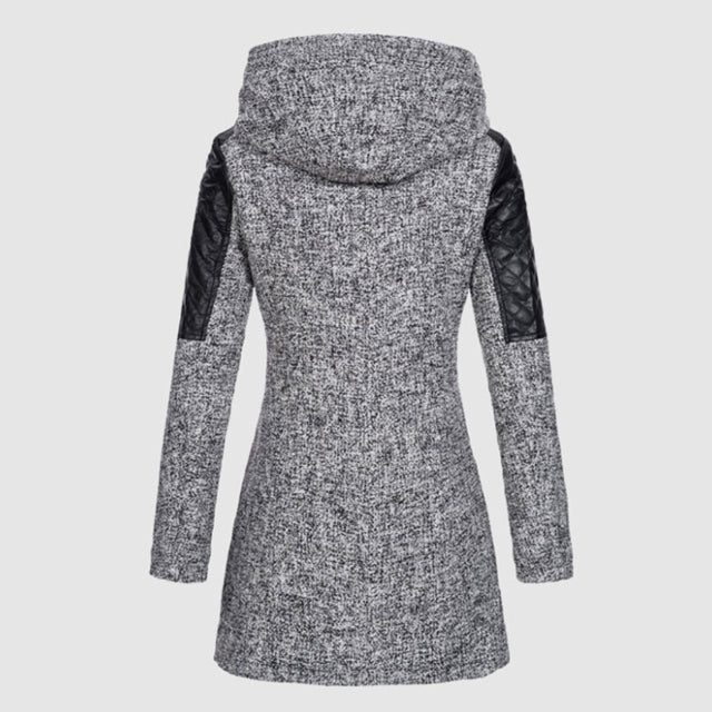 Adelinde | Damen Steppjacke mit Kapuze & asymmetrischem Reißverschluss