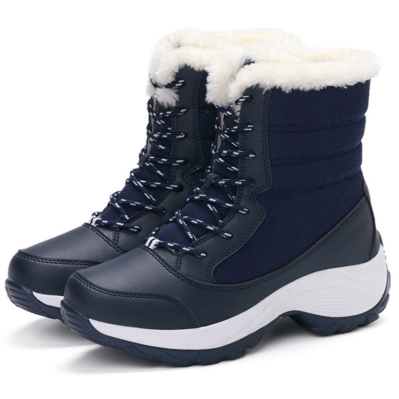 Catrinel | Damen Winterstiefel mit Schnürung, Runde Kappe, Warmem Fleecefutter & Plateausohle