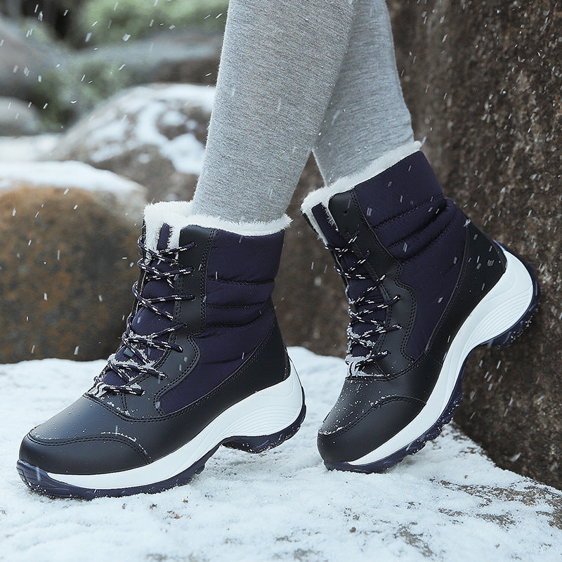 Catrinel | Damen Winterstiefel mit Schnürung, Runde Kappe, Warmem Fleecefutter & Plateausohle