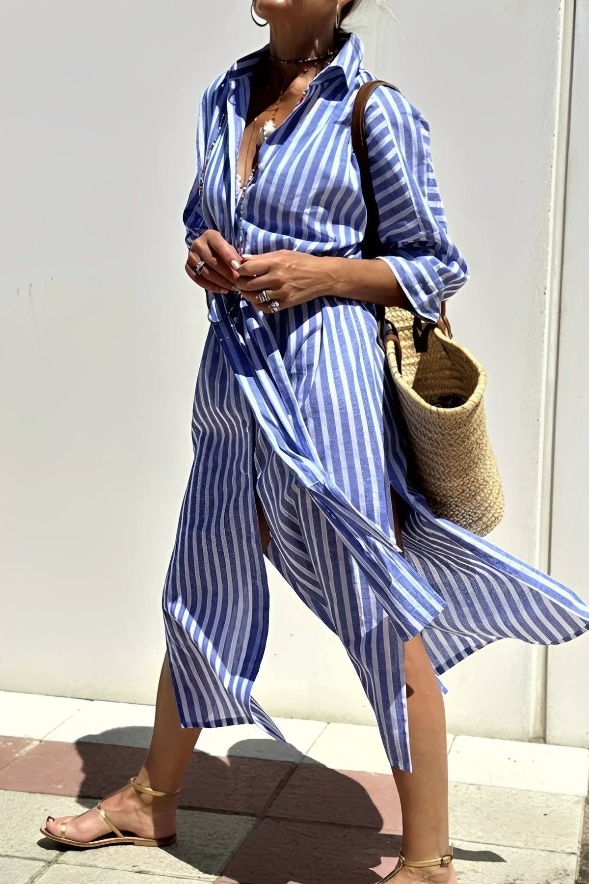 Gestreiftes Damen Hemdkleid mit Kragen – Lockeres Freizeitkleid für Alltag, Büro und vielseitige Outfits