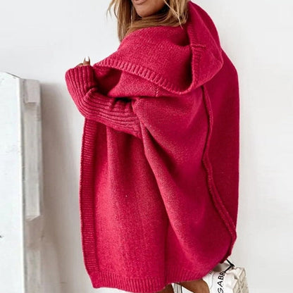 Lange Damen-Strickjacke mit Kapuze | Warmer, lässiger Stricklook für Alltag & Freizeit