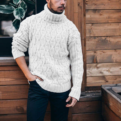 Herren Grobstrickpullover | Hoher Kragen & Strukturiertes Zopfdesign | Warm & Stilvoll