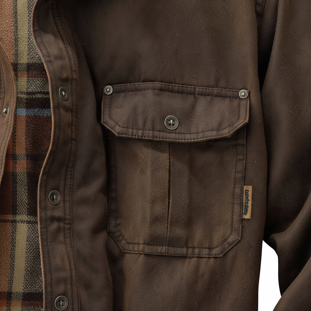 Wachsjacke Bomberstil Herren | Lässige Hemdjacke mit warmem Flanellfutter