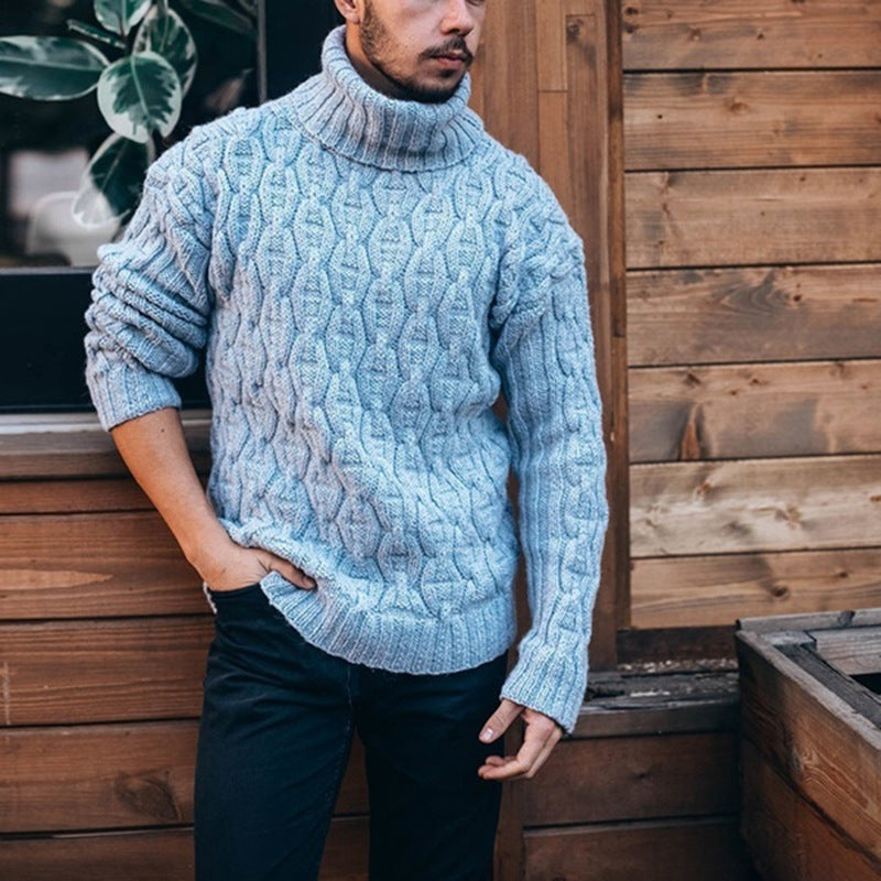 Herren Grobstrickpullover | Hoher Kragen & Strukturiertes Zopfdesign | Warm & Stilvoll