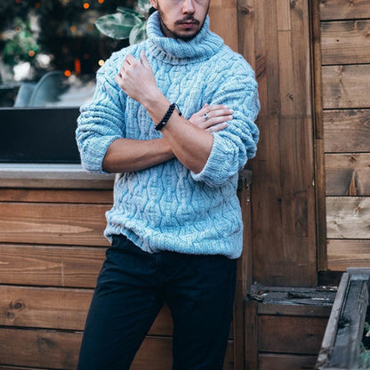 Herren Grobstrickpullover | Hoher Kragen & Strukturiertes Zopfdesign | Warm & Stilvoll