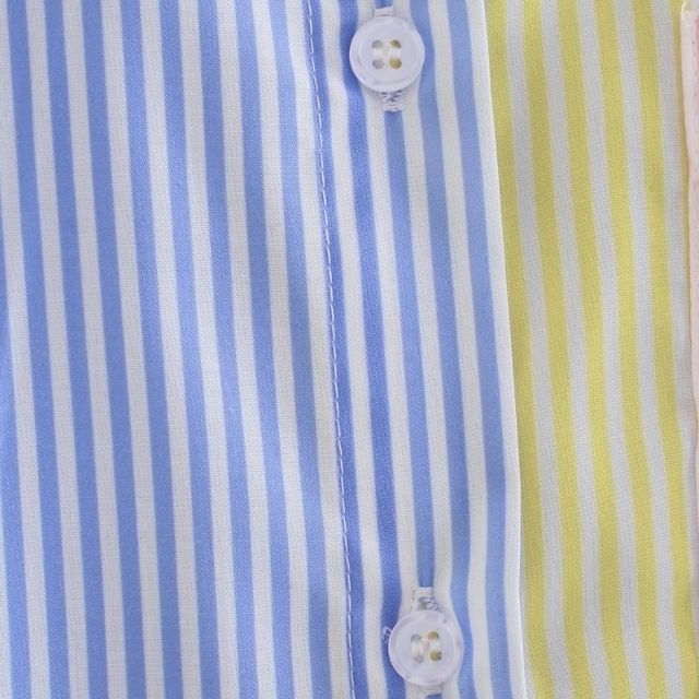 Squichie | Damen Oversize-Bluse mit Reverskragen, Knopfleiste & mehrfarbigen Streifen