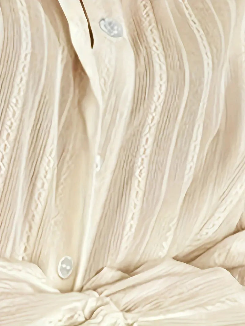 Belvia | Damen Bluse mit Reverskragen und Streifenmuster, langärmlig und mit Knopfleiste