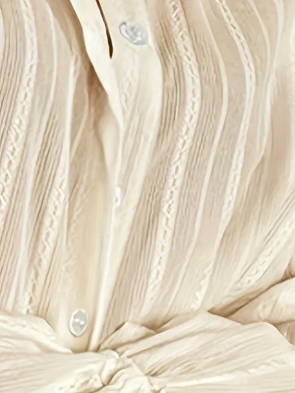 Belvia | Damen Bluse mit Reverskragen und Streifenmuster, langärmlig und mit Knopfleiste