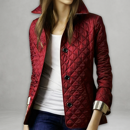 Gestepfte Damen Übergangsjacke mit Taillenriegel | Modern & Figurschmeichelnd