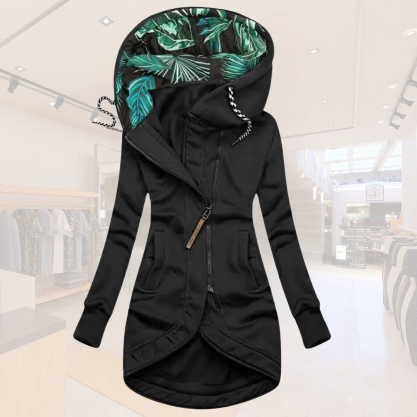 Damen-Longjacke | Stylisches Kapuzendesign & Figurfreundlicher Schnitt