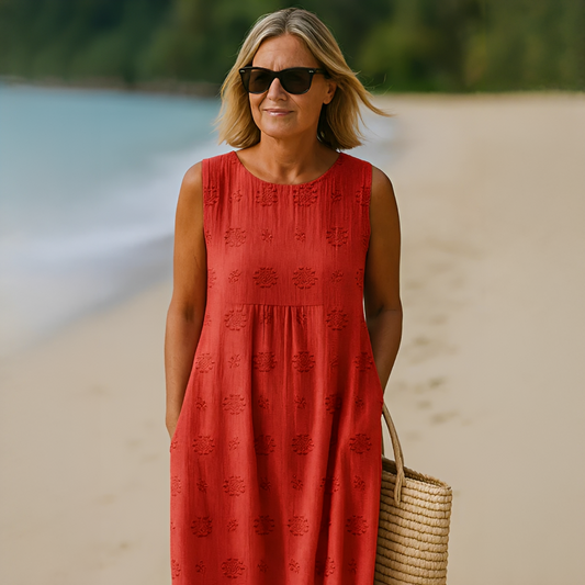 Damen ärmelloses Sommerkleid mit Taschen – Luftiges Kleid für Alltag, Urlaub und warme Tage
