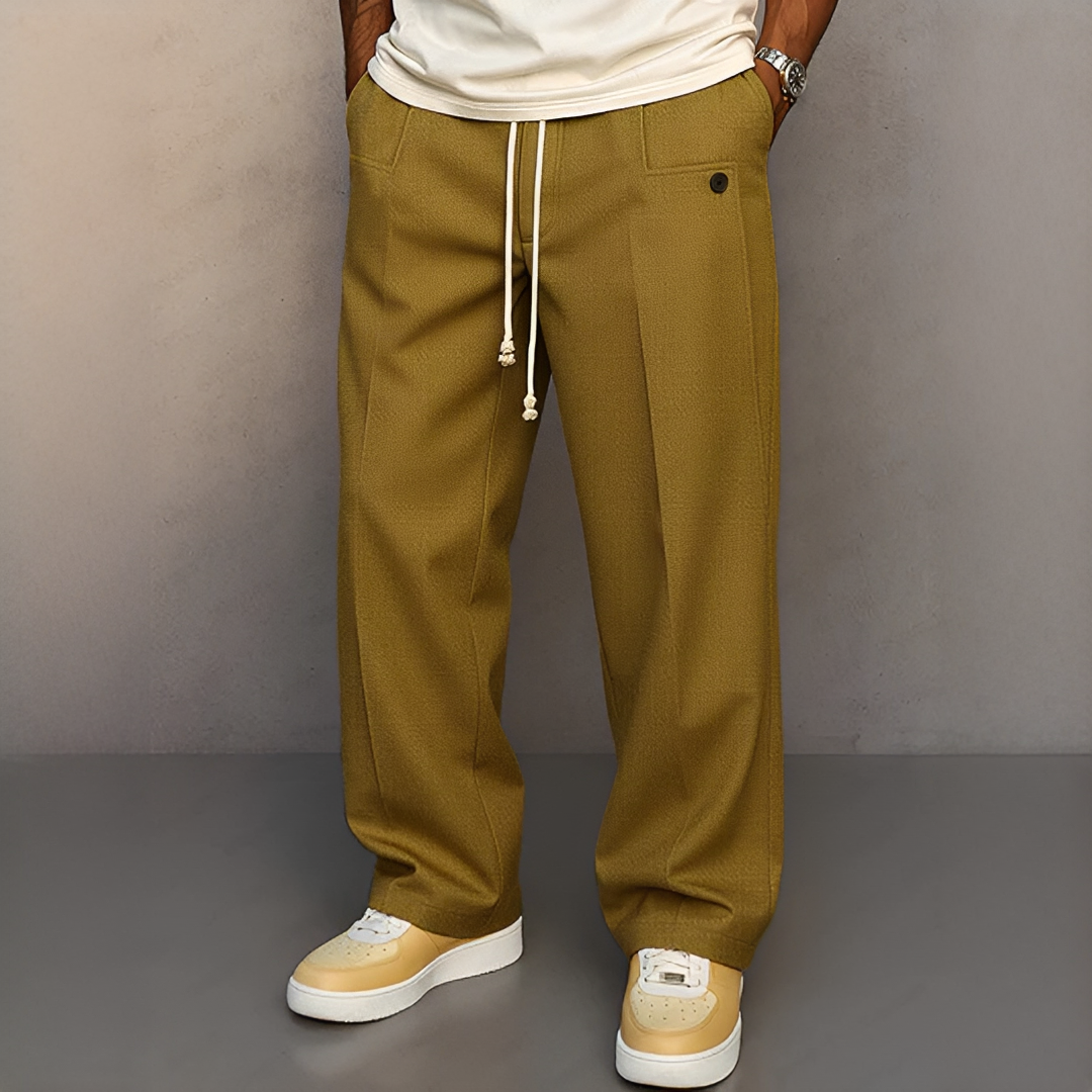 Herren Hose mit Kordelzug – Leichte Freizeithose für Alltag, Büro und Reisen