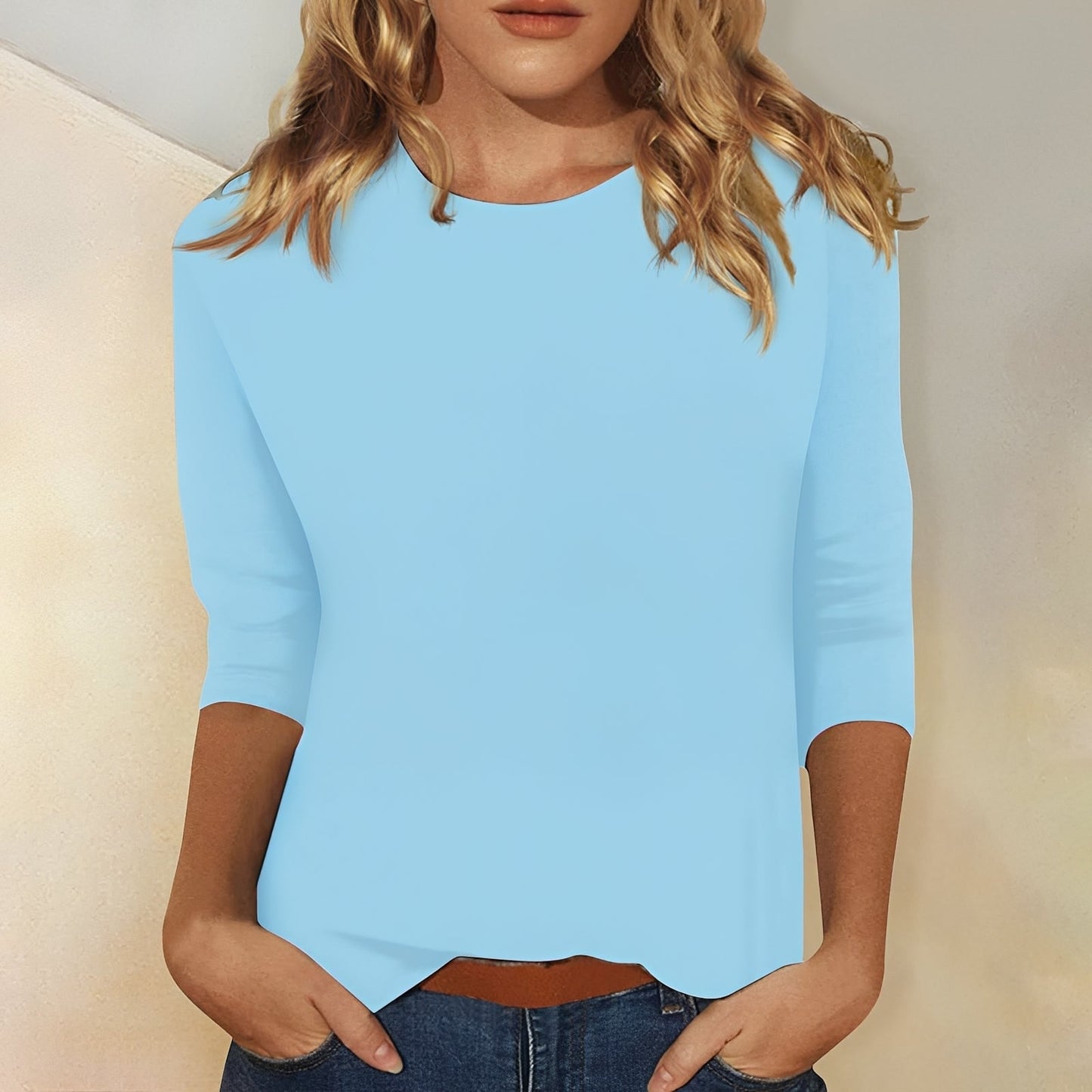 Damen Shirt mit 3/4-Ärmeln – Komfortables Freizeitoberteil für Alltag und entspannte Outfits