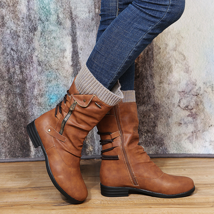 Sadelisse | Damen Winterstiefel mit Seitlichem Reißverschluss – Stilvolle, Warme Stiefel für Kalte Tage