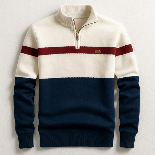 Herren-Halbzippullover mit Zeitlosem Blockstreifen-Design | Warm, Modern & Vielseitig für Jeden Tag