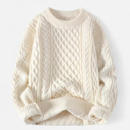 Herren Knit-Pullover mit Strukturiertem Zopfmuster – Klassisch, Warm & Vielseitig für Alltag & Office
