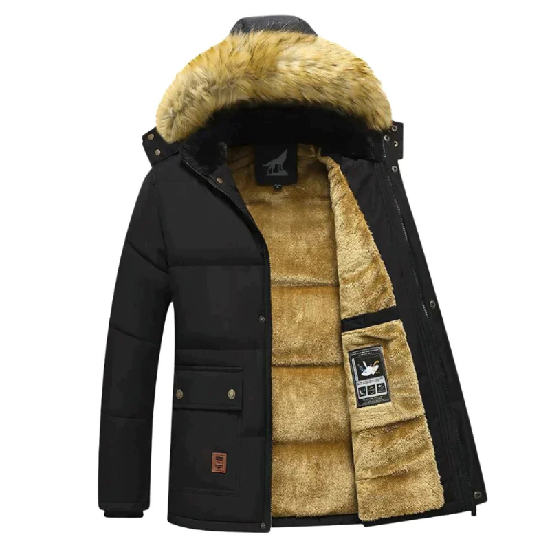 Dexter | Herren Winterparka warm gefüttert mit abnehmbarer Fellkapuze | Elegante Winterjacke gefüttert