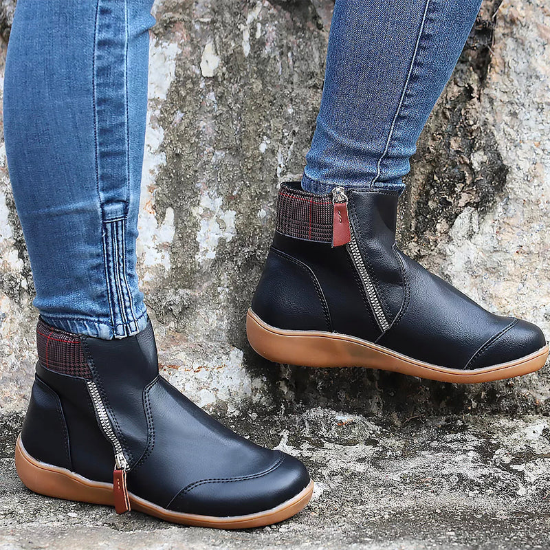 Damen Stiefeletten mit Futter & Reißverschluss | Warm, Lässig & Wintertauglich