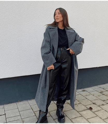 Saphira | Damen Wintermantel mit Reverskragen & Lockerem Schnitt – Klassischer Streetwear Mantel für Kalte Tage