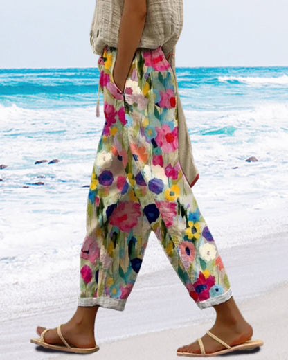 Damen Sommerhose mit Blumenmuster – Locker, Luftig & Stilvoll
