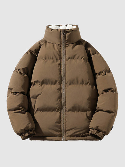 Herren | Gefütterte Fleece-Pufferjacke mit Kapuze – Warm & Stylisch