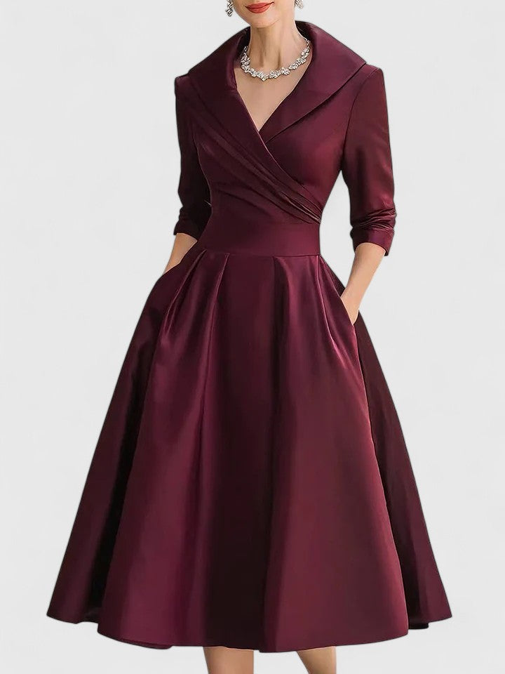 Elegantes Damen A-Linienkleid mit Wickelkragen | Feminin & Schmeichelhaft