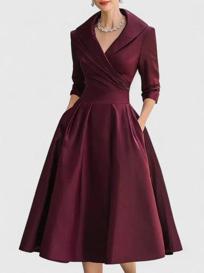 Elegantes Damen A-Linienkleid mit Wickelkragen | Feminin & Schmeichelhaft