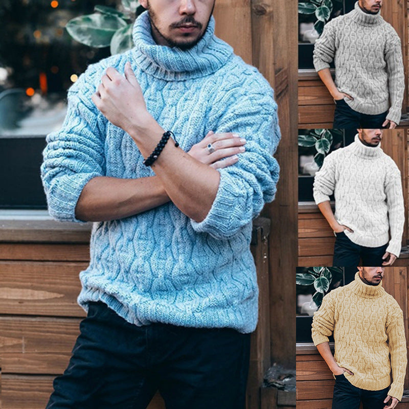 Herren Grobstrickpullover | Hoher Kragen & Strukturiertes Zopfdesign | Warm & Stilvoll