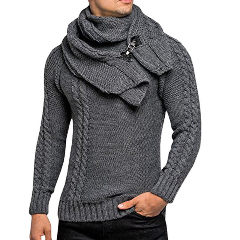Herren Strickpullover mit Schal | Warm, Stilvoll und Komfortabel für Kühle Tage