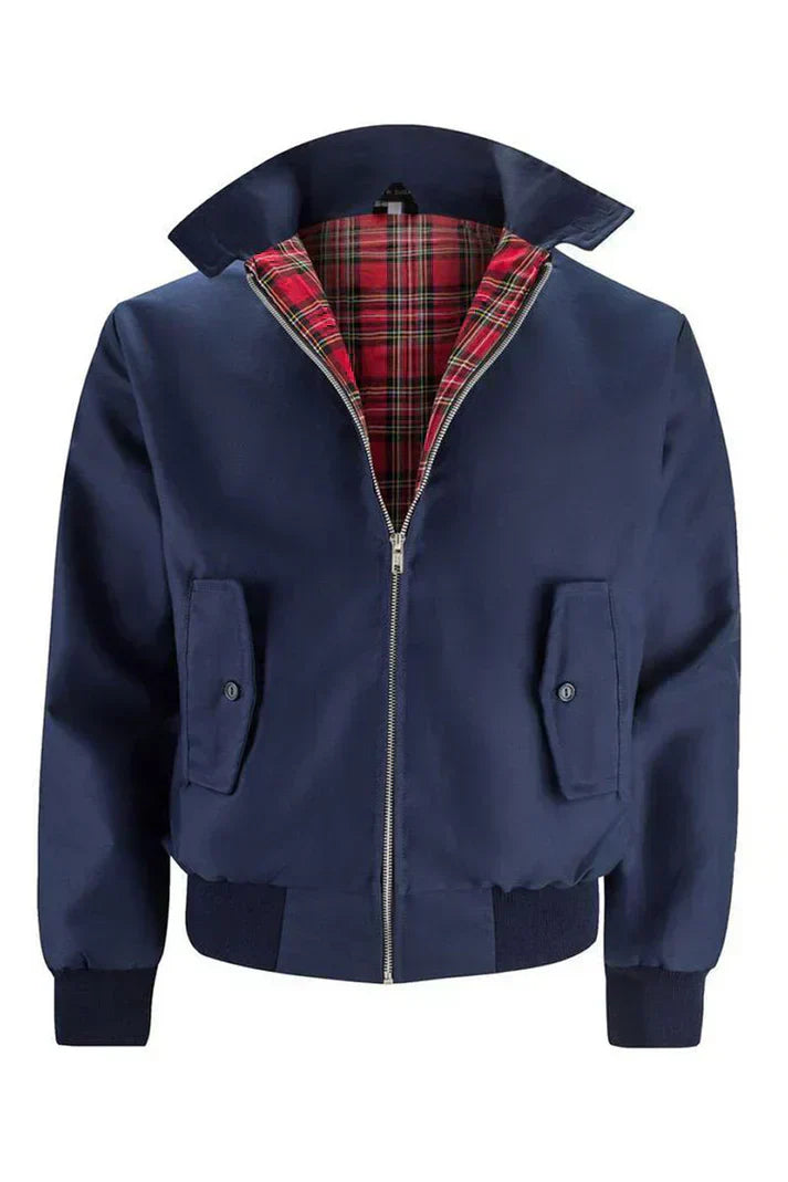 Bomberjacke Herren | Klassischer Stehkragen mit Karofutter für modernen Look
