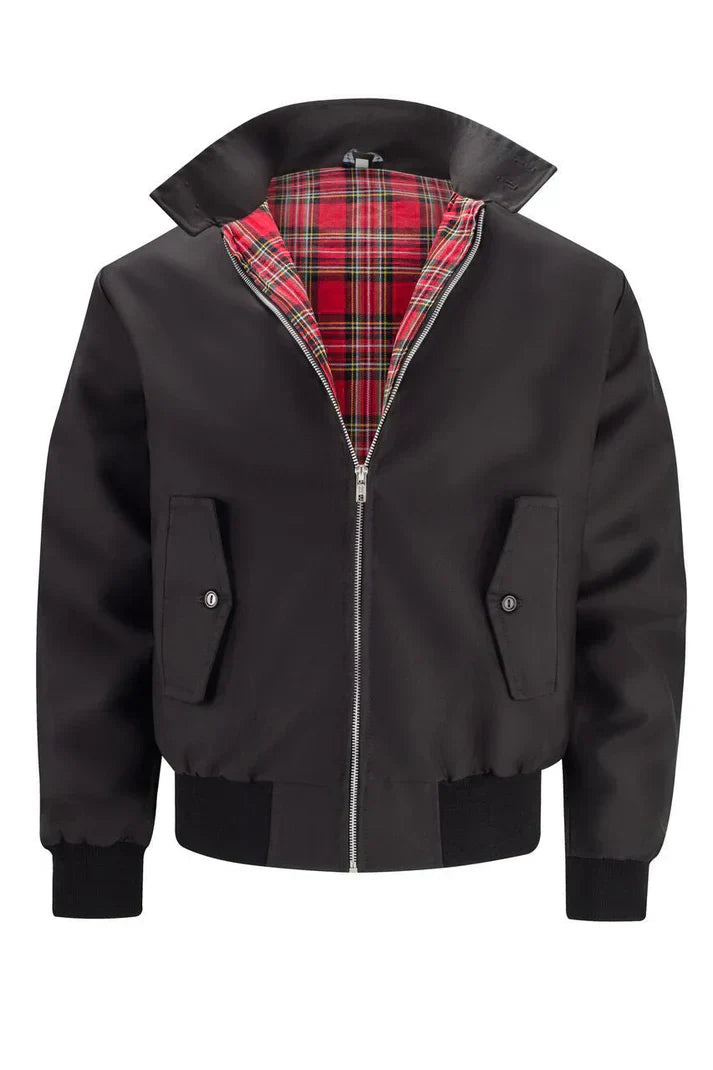 Bomberjacke Herren | Klassischer Stehkragen mit Karofutter für modernen Look