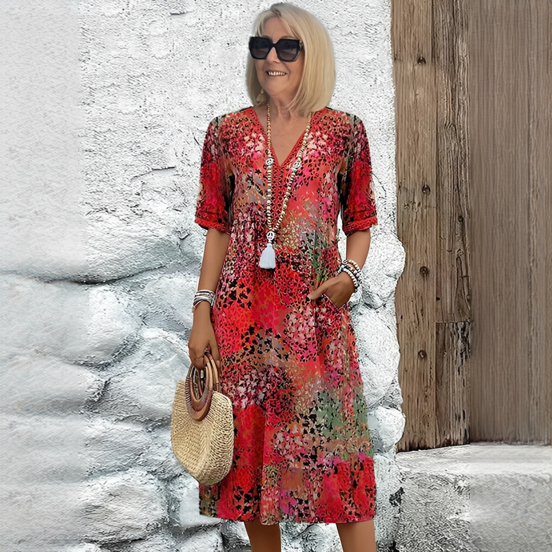 Damen Sommerkleid mit Blumenmuster – Leichtes Freizeitkleid für Alltag, Urlaub und sommerliche Outfits