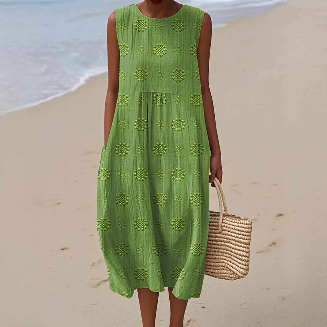 Damen ärmelloses Sommerkleid mit Taschen – Luftiges Kleid für Alltag, Urlaub und warme Tage