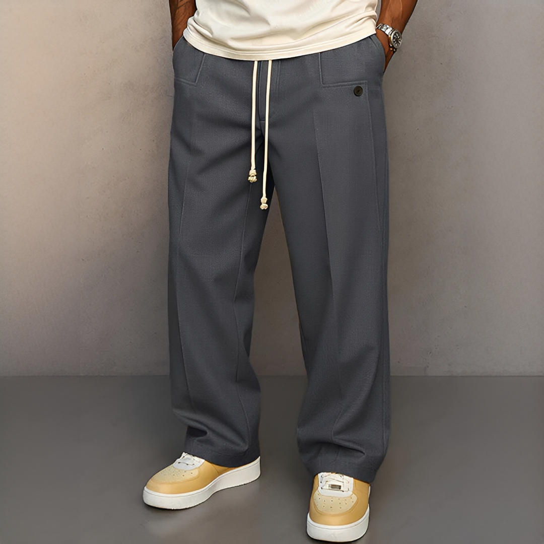 Herren Hose mit Kordelzug – Leichte Freizeithose für Alltag, Büro und Reisen