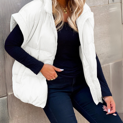 Halwina | Damen Kurzweste mit Stehkragen | Gefüttert & Reißverschluss