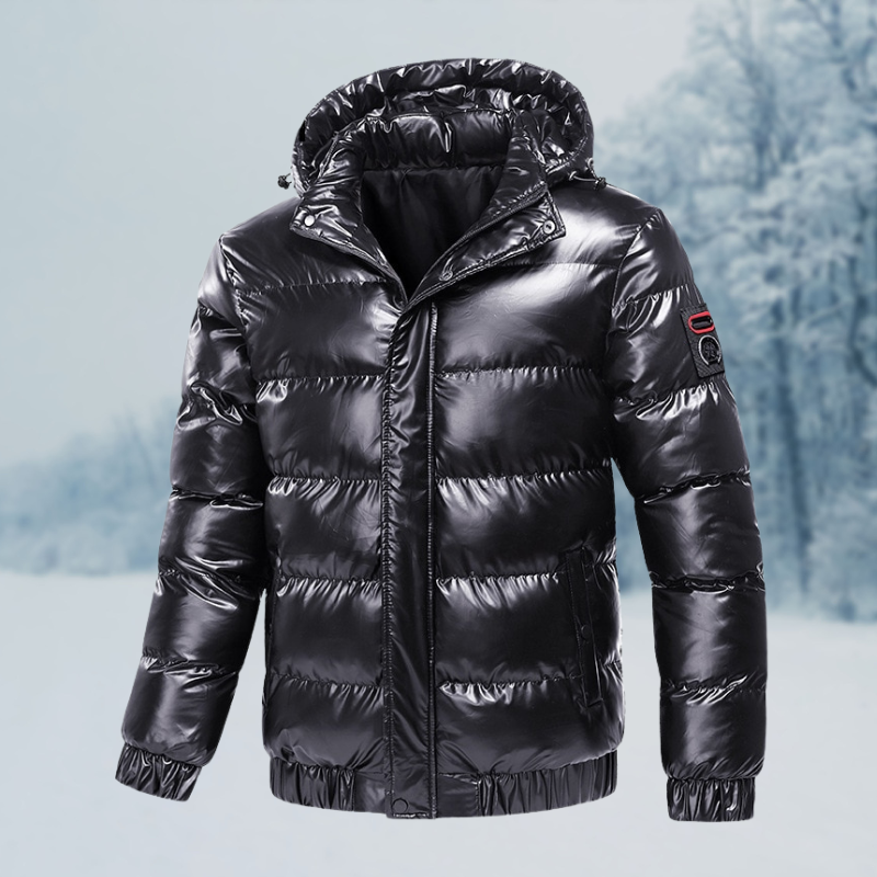 Mason | Herren Winterjacke Wasserdicht Gepolstert, Glänzende Steppjacke mit Kapuze