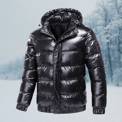 Mason | Herren Winterjacke Wasserdicht Gepolstert, Glänzende Steppjacke mit Kapuze
