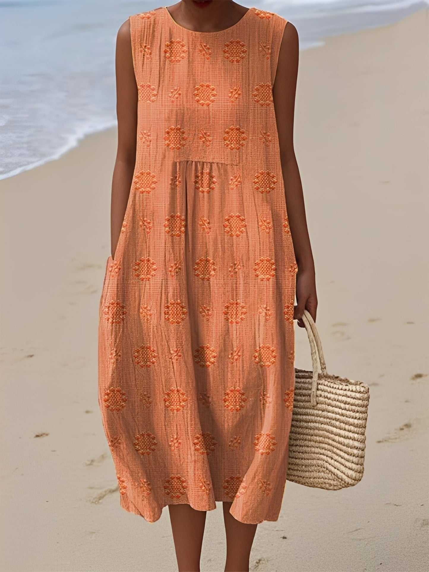 Damen Sommerkleid – Ärmelloses Kleid mit modernem Muster und bequemer Passform