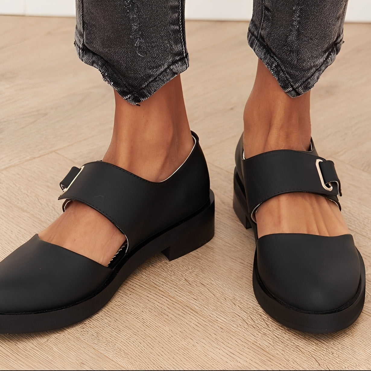 Damen Mary Jane Schuhe mit Schnalle – Klassische Freizeitschuhe mit flachem Absatz für Alltag und Büro