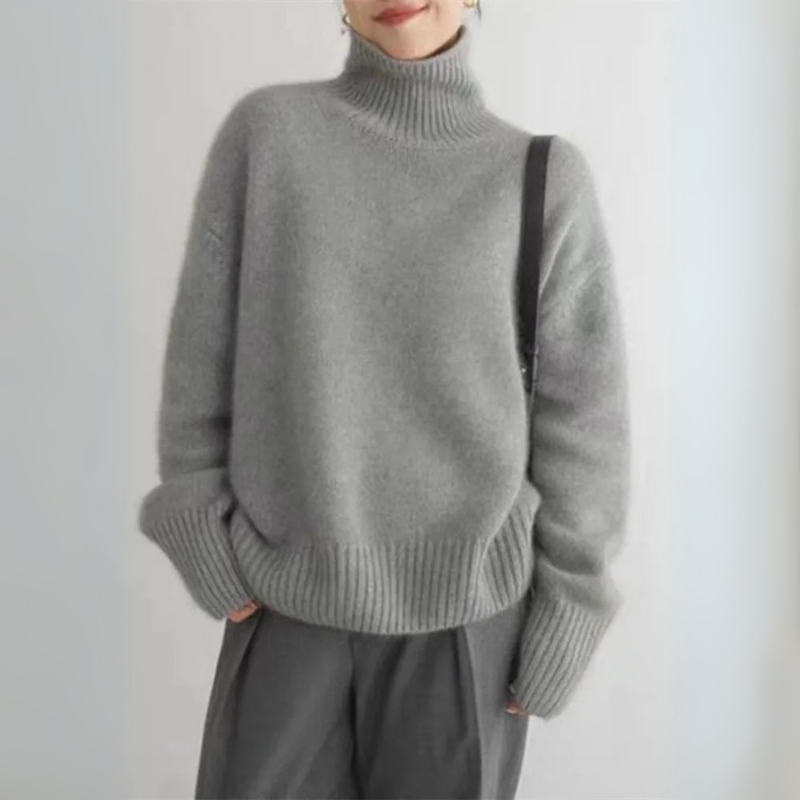 Claudisse | Damen Strickpullover mit Rollkragen, Lockerer Fit im Klassischen Design