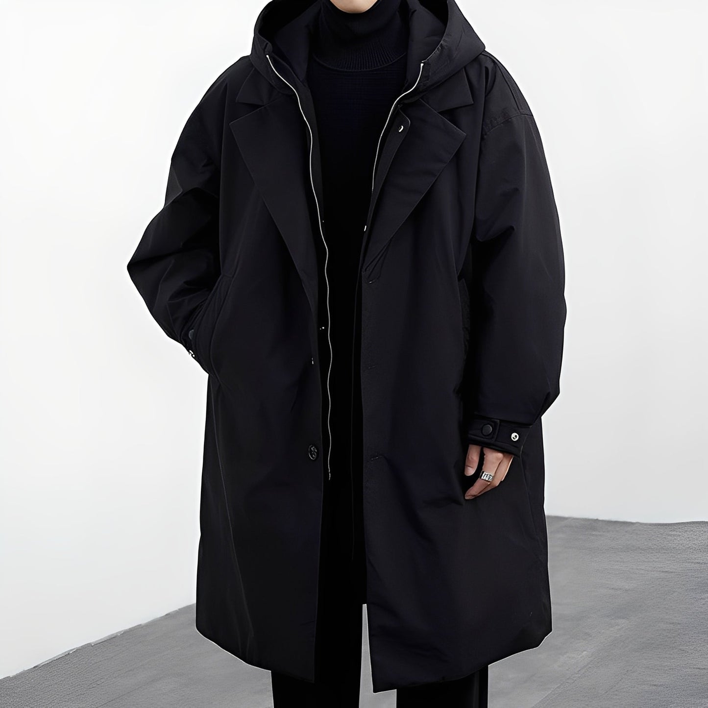 Langer Herren Trenchcoat mit Kapuze – Stilvoll, Funktional & Vielseitig