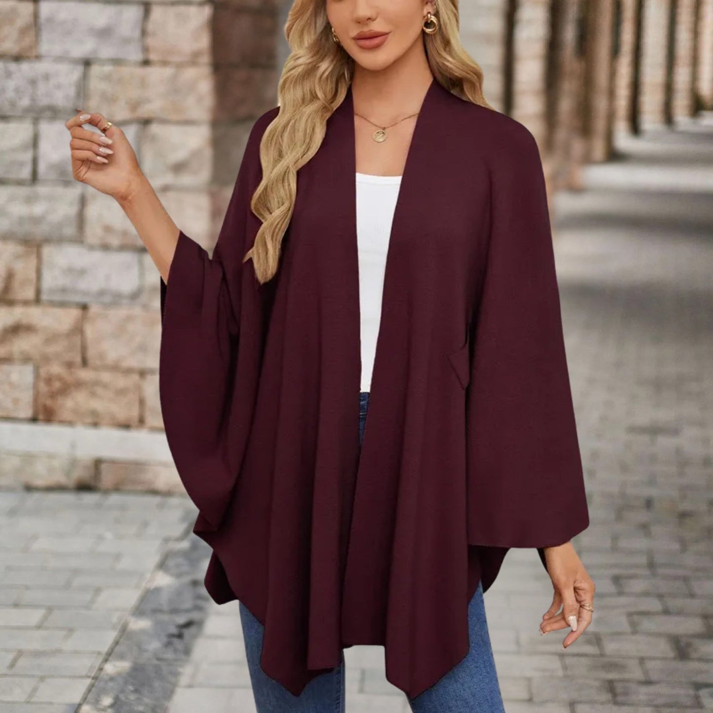 Elegantes Wickel-Poncho-Top Damen | Stilvolle Leichtigkeit & femininer Chic