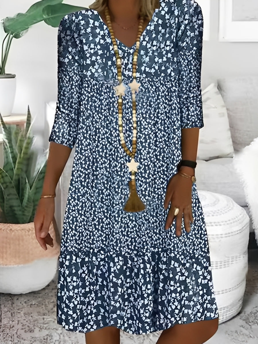 Damen Kleid – Locker geschnittenes Kleid mit V-Ausschnitt für Alltag & Sommer