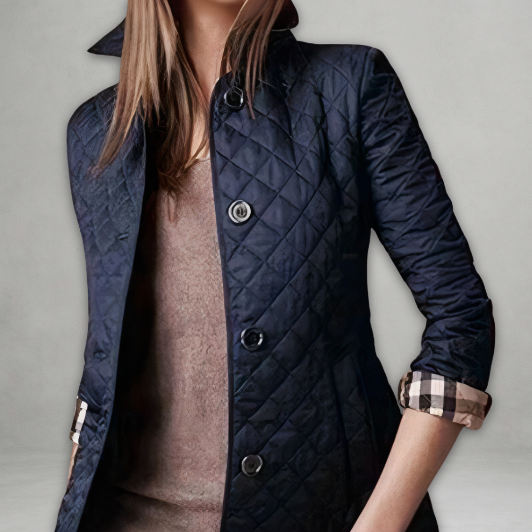 Gestepfte Damen Übergangsjacke mit Taillenriegel | Modern & Figurschmeichelnd