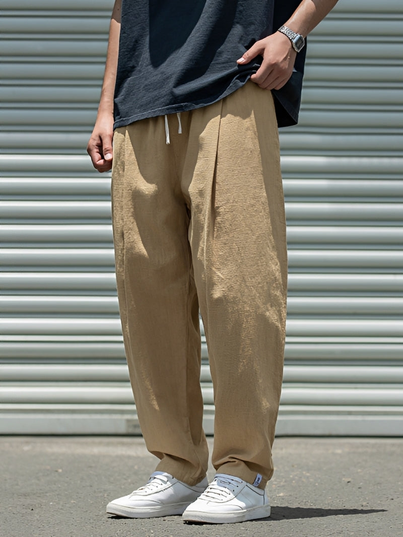 Herren Hose mit weitem, geradem Bein – Leichte Freizeithose für Alltag, Urlaub und entspannte Looks