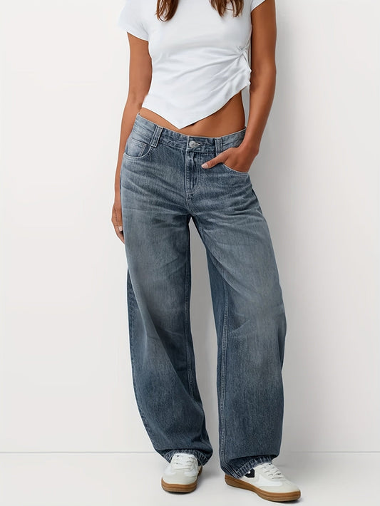 Erminelle | Damen Baggy Jeans | Locker geschnittene Jeans mit weitem geradem Bein