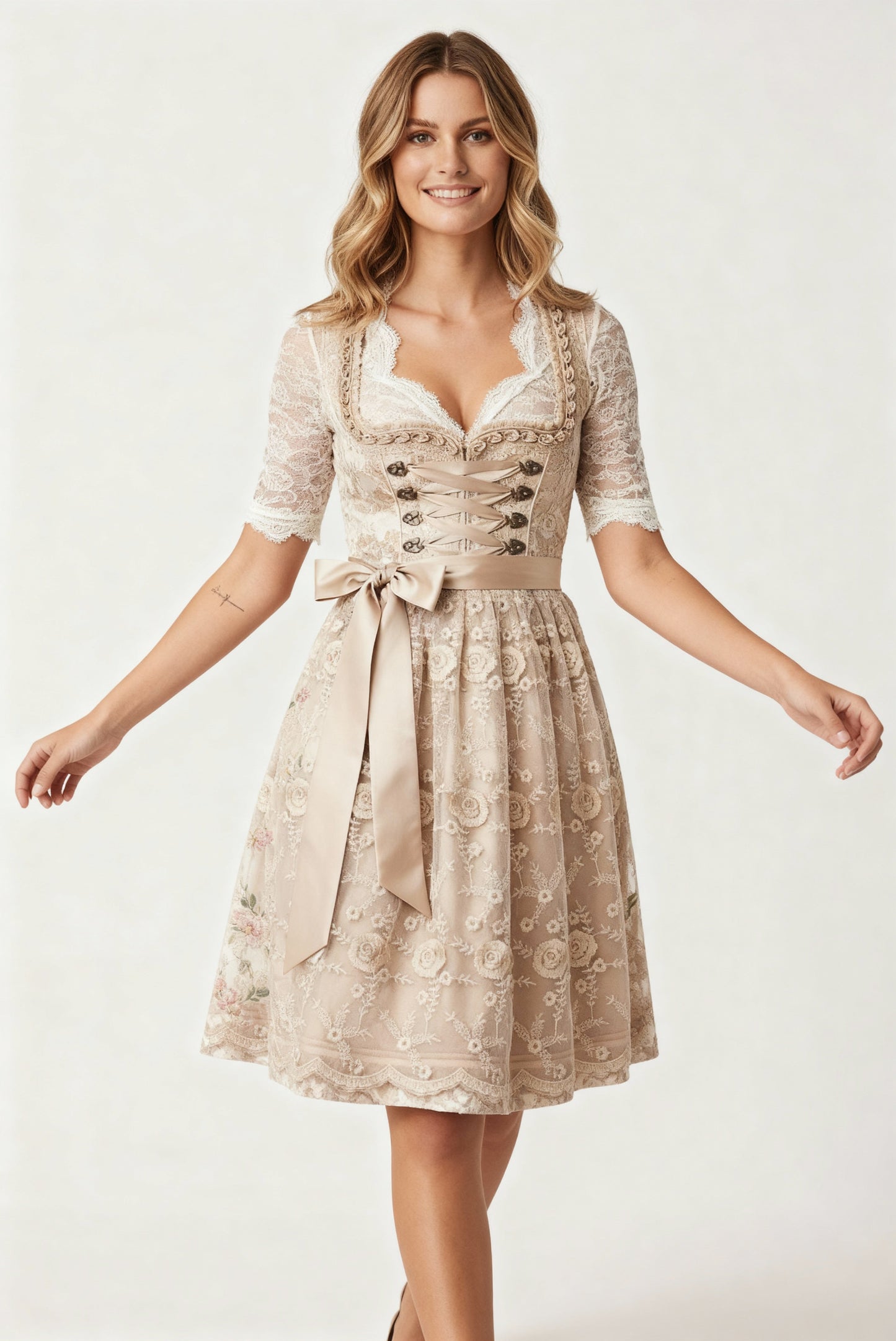 Dirndl Elegance | Traditionelles Deutsches Dirndlkleid mit Schnürmieder & Spitzenbluse