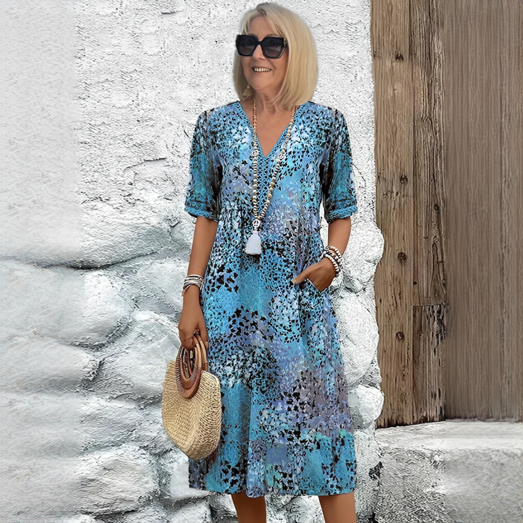 Damen Sommerkleid mit Blumenmuster – Leichtes Freizeitkleid für Alltag, Urlaub und sommerliche Outfits